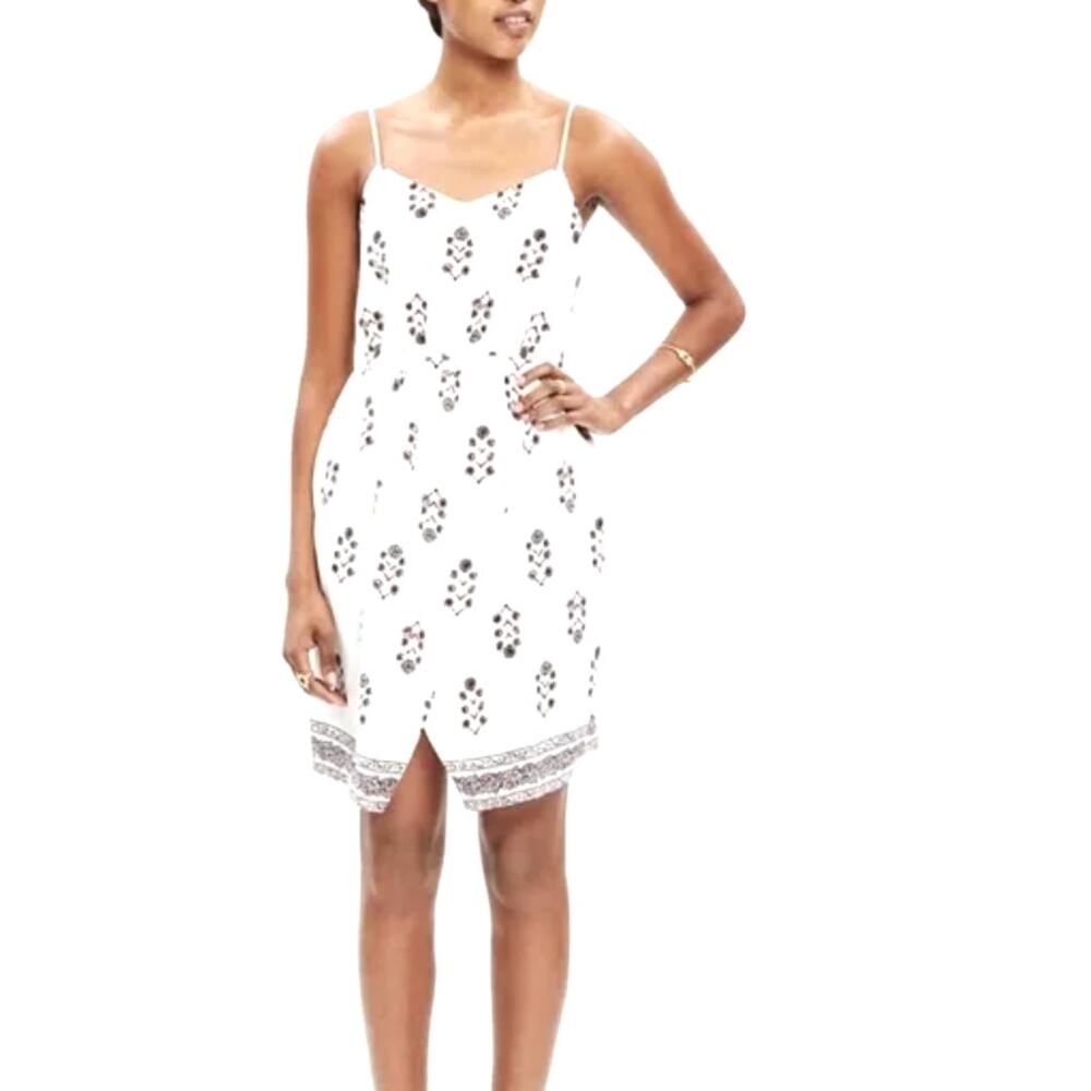 NWT Madewell Dress White Silk Sleeveless Sandstar  Vine Floral Size 10